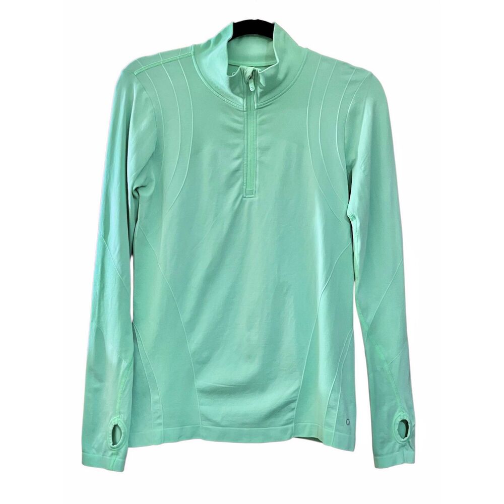 Gap Fit athletic quarter zip mock neck nylon top in neon green